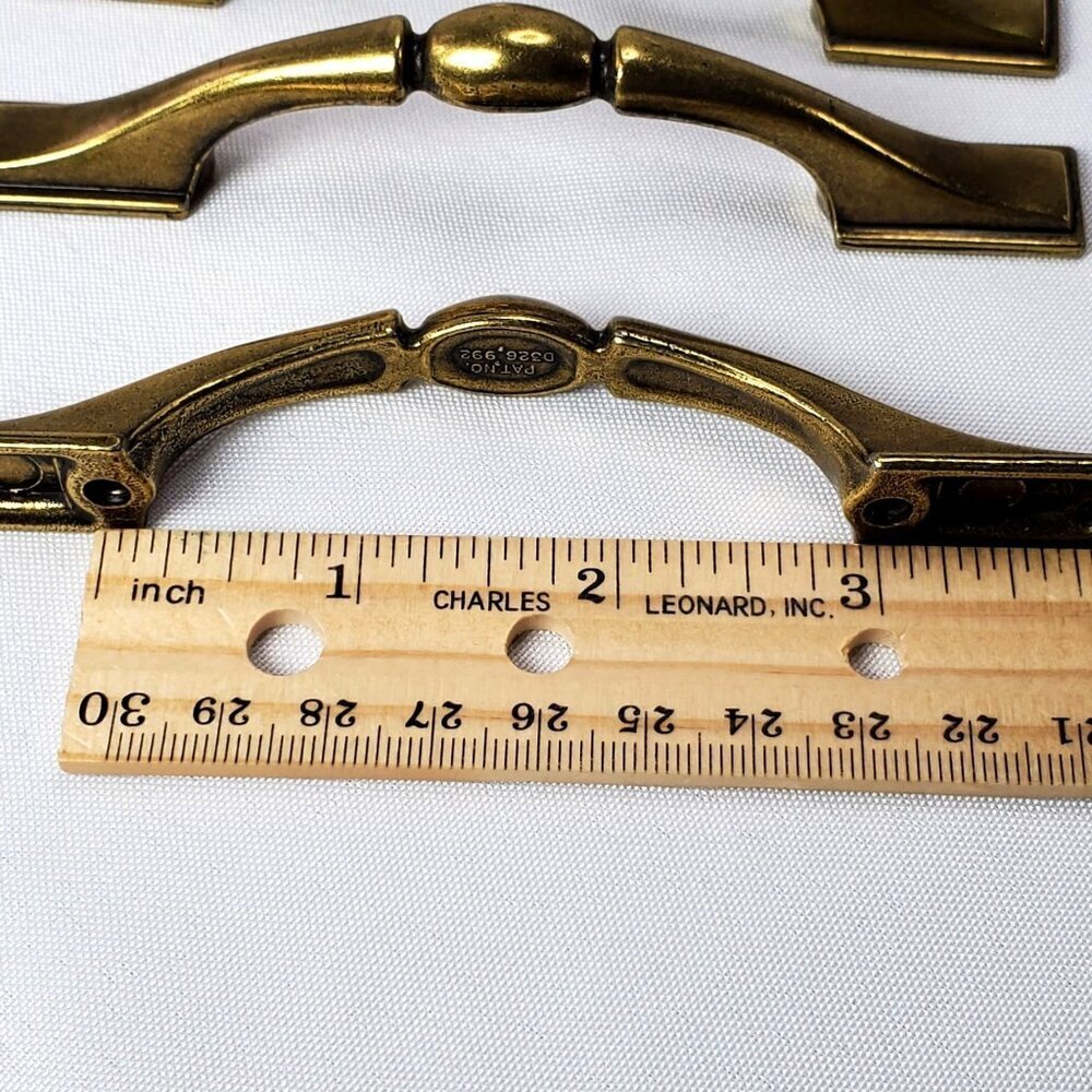 5 Vintage Brass Drawer Pull Handles With Screws Decorative Antique Finish - Picture 6 of 7